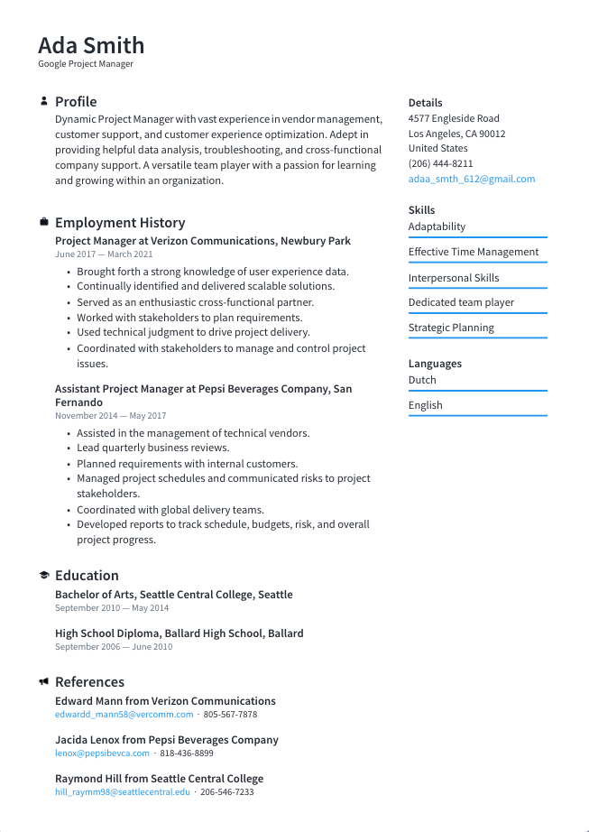 Resume Example Google Resume Example Google