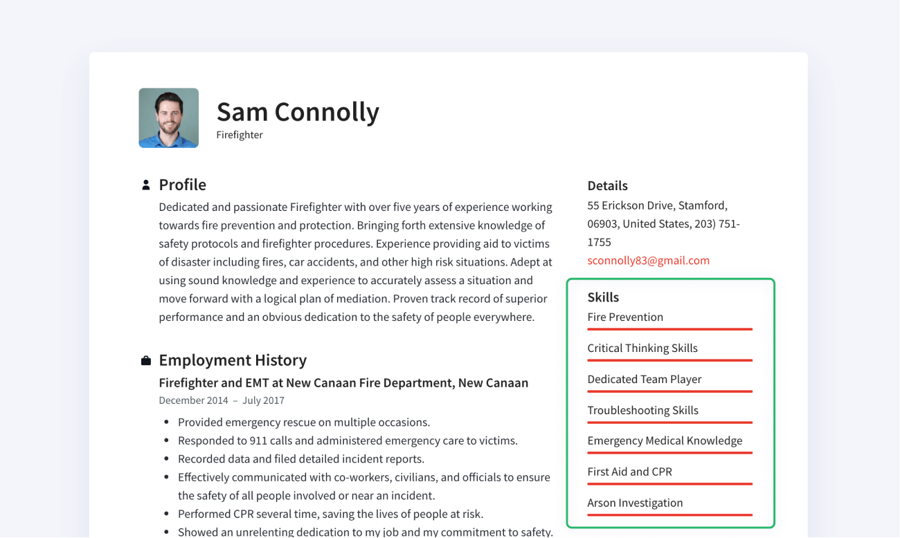 A demo of the Skills section in our interactive and powerful resume builder tool A demo of the Skills section in our interactive and powerful resume builder tool