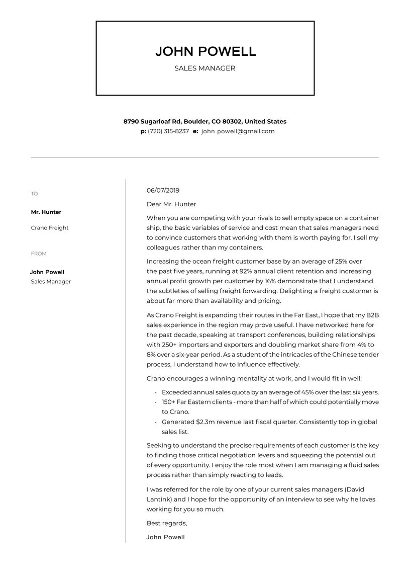 Modern cover letter template Amsterdam